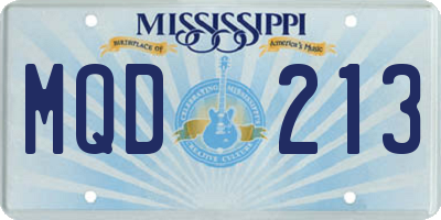 MS license plate MQD213