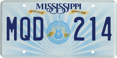 MS license plate MQD214