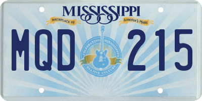 MS license plate MQD215