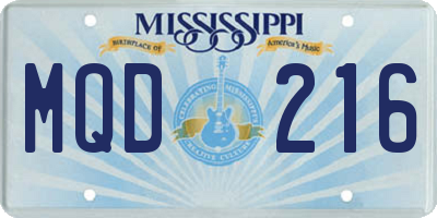 MS license plate MQD216