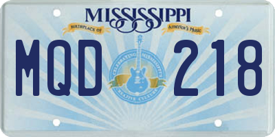 MS license plate MQD218