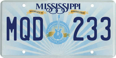 MS license plate MQD233