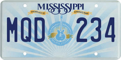 MS license plate MQD234