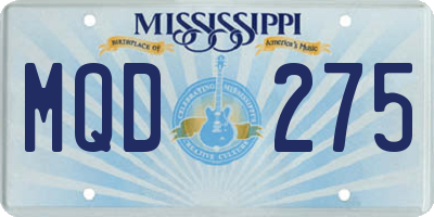 MS license plate MQD275