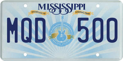 MS license plate MQD500