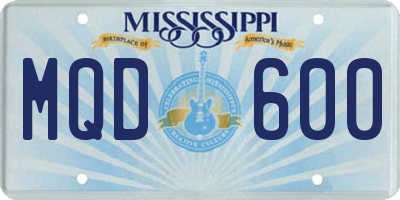 MS license plate MQD600