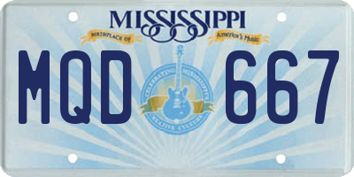MS license plate MQD667