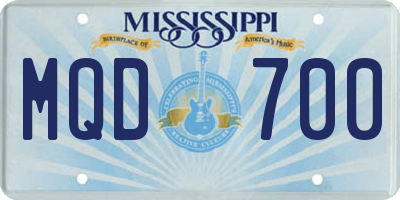 MS license plate MQD700