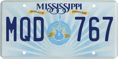 MS license plate MQD767