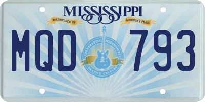 MS license plate MQD793