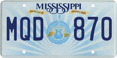 MS license plate MQD870