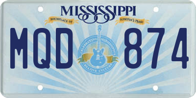 MS license plate MQD874