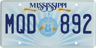 MS license plate MQD892