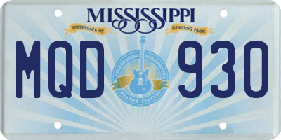 MS license plate MQD930