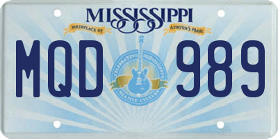 MS license plate MQD989