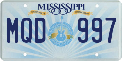 MS license plate MQD997