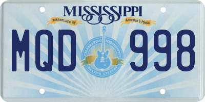 MS license plate MQD998