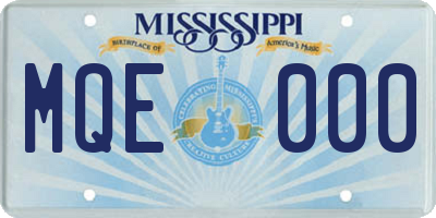 MS license plate MQE000