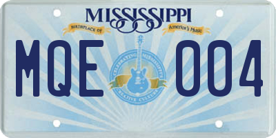 MS license plate MQE004