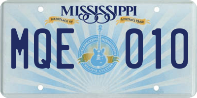 MS license plate MQE010