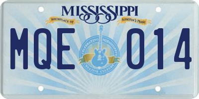 MS license plate MQE014