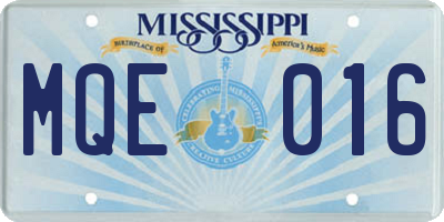 MS license plate MQE016