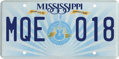 MS license plate MQE018