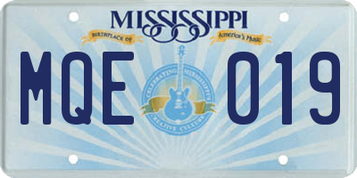 MS license plate MQE019