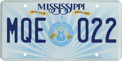 MS license plate MQE022