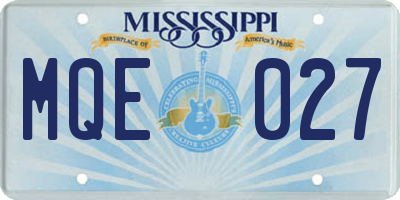 MS license plate MQE027