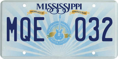 MS license plate MQE032