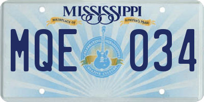 MS license plate MQE034