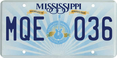 MS license plate MQE036