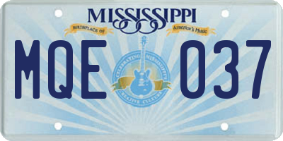 MS license plate MQE037