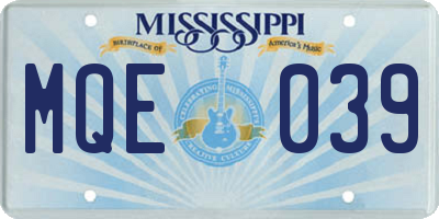 MS license plate MQE039