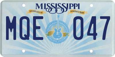 MS license plate MQE047