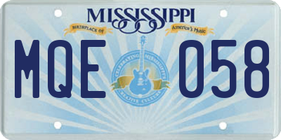 MS license plate MQE058