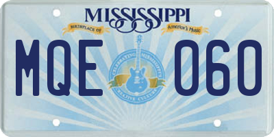MS license plate MQE060