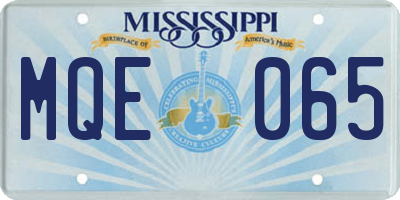 MS license plate MQE065