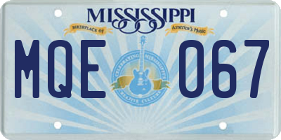 MS license plate MQE067