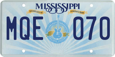 MS license plate MQE070