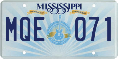 MS license plate MQE071