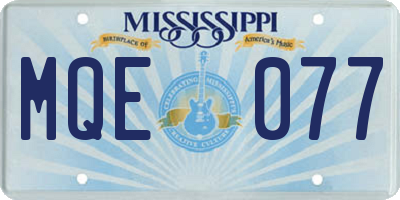 MS license plate MQE077