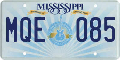 MS license plate MQE085