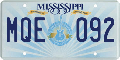 MS license plate MQE092
