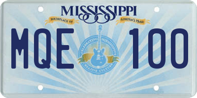 MS license plate MQE100