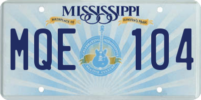 MS license plate MQE104