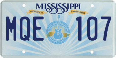 MS license plate MQE107