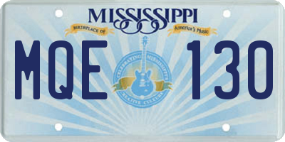 MS license plate MQE130