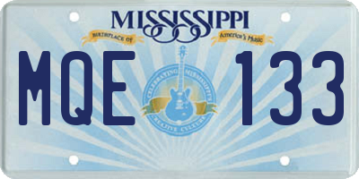 MS license plate MQE133